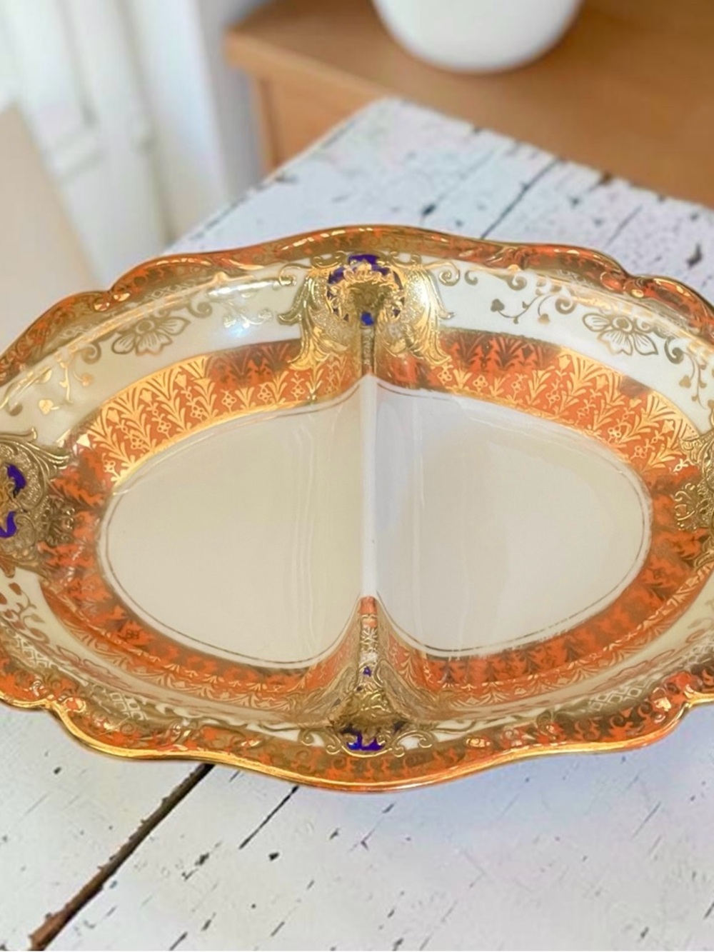 Gorgeous Antique Noritake Ornate Divided Porcelain Serving Dish